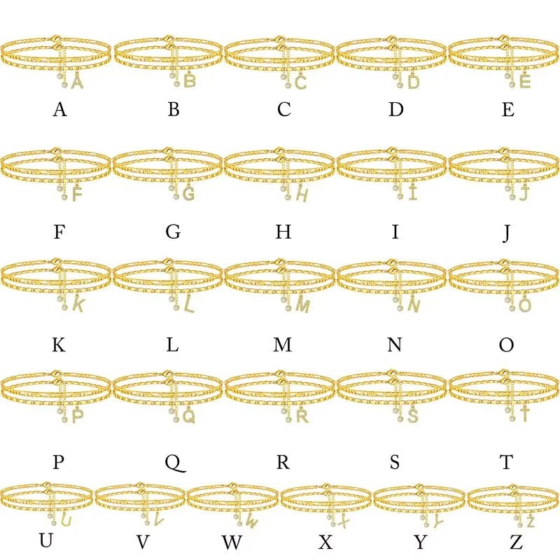 Double Layered Letter Anklet