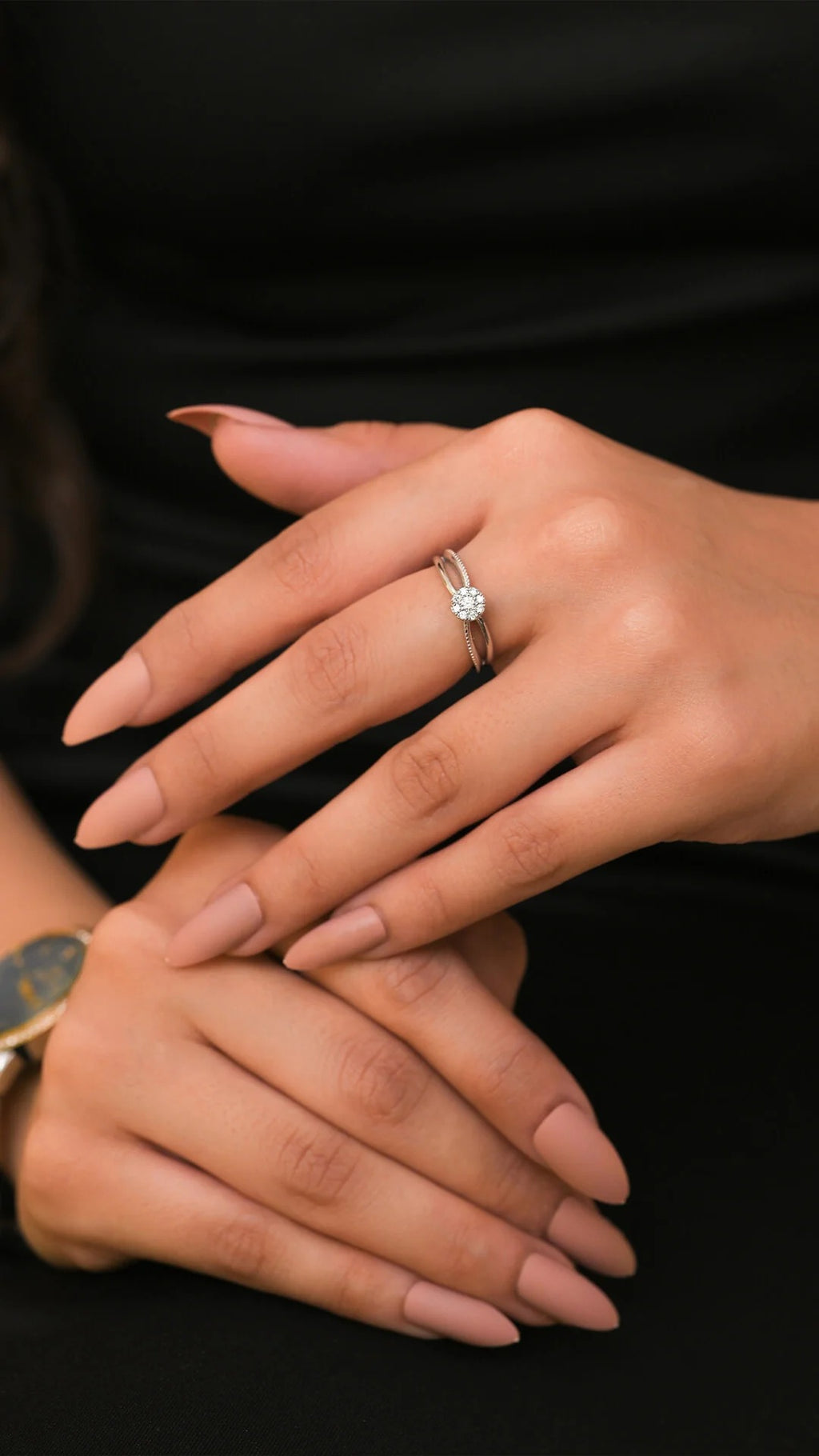 Zircon Centered Cut Ring