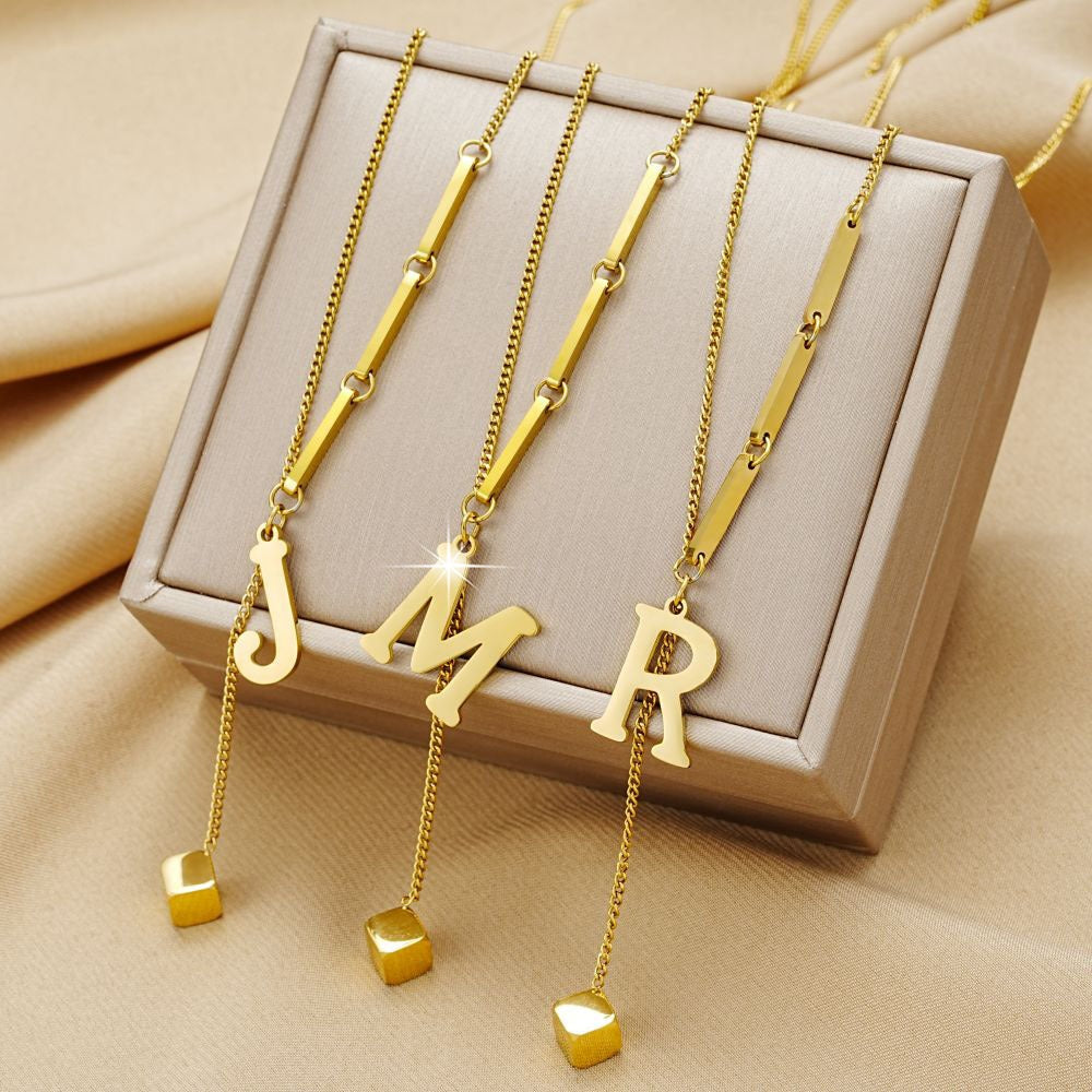 Initial Letter Necklace for Women 18K Gold Plated Pendant Necklace Gold