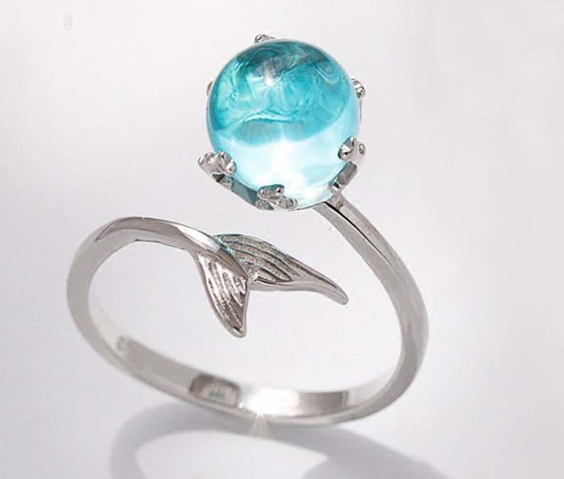 Mermaid Blue Crystal Ring