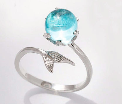 Mermaid Blue Crystal Ring