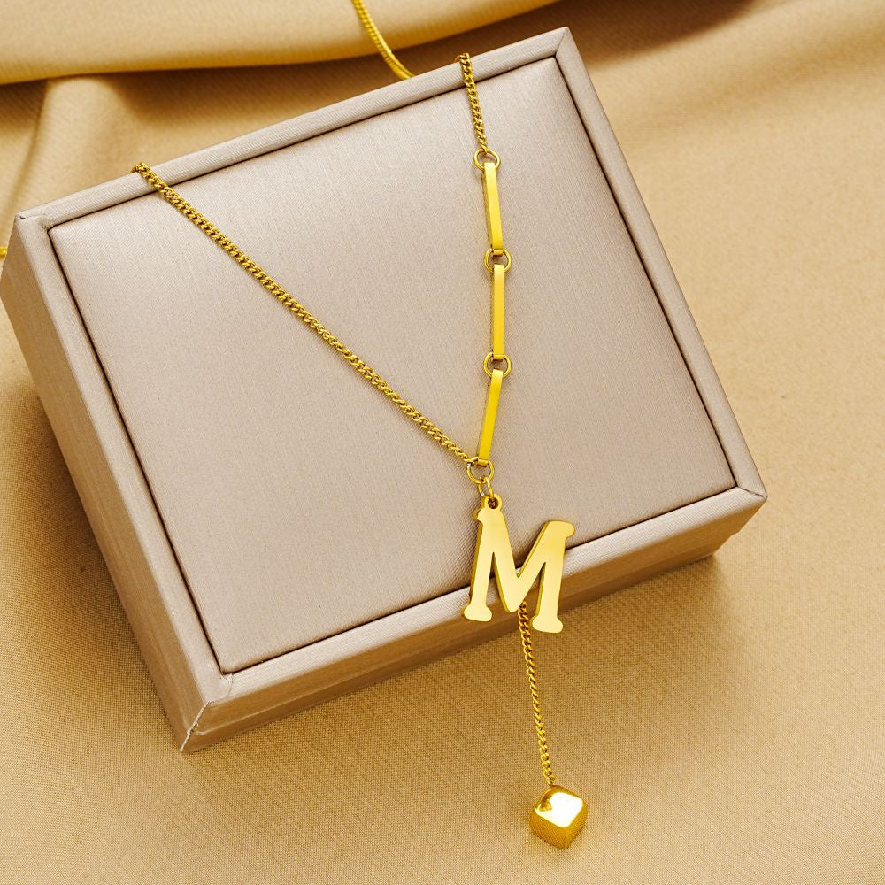 Initial Letter Necklace for Women 18K Gold Plated Pendant Necklace Gold