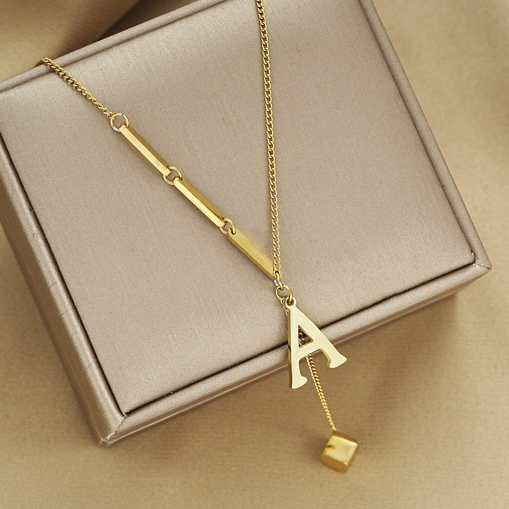 Initial Letter Necklace for Women 18K Gold Plated Pendant Necklace Gold