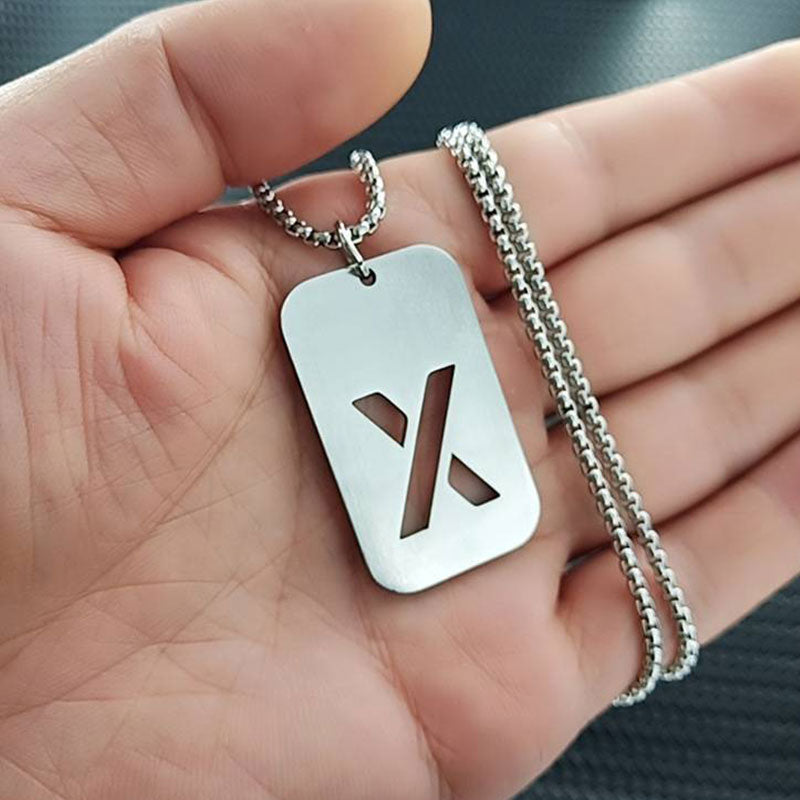 INITIAL NECKLACE STAINLESS SILVER - SILVER DOG TAG