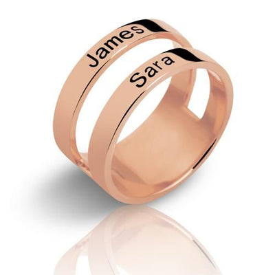 Customized Engraved Two Names Ring Sterling Silver