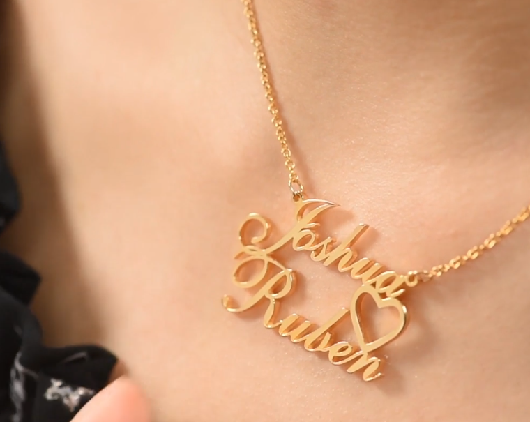 Side Heart Name Necklace