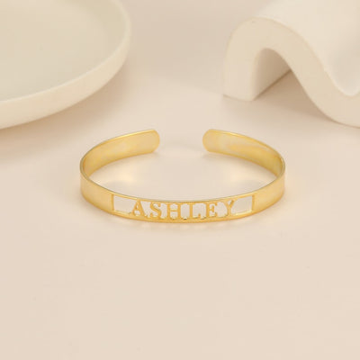 Custom Name Cuff Personalized Bracelet Bangle in Gold / Silver