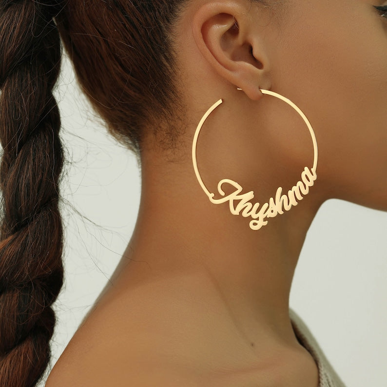 Custom Name Hoop Earrings