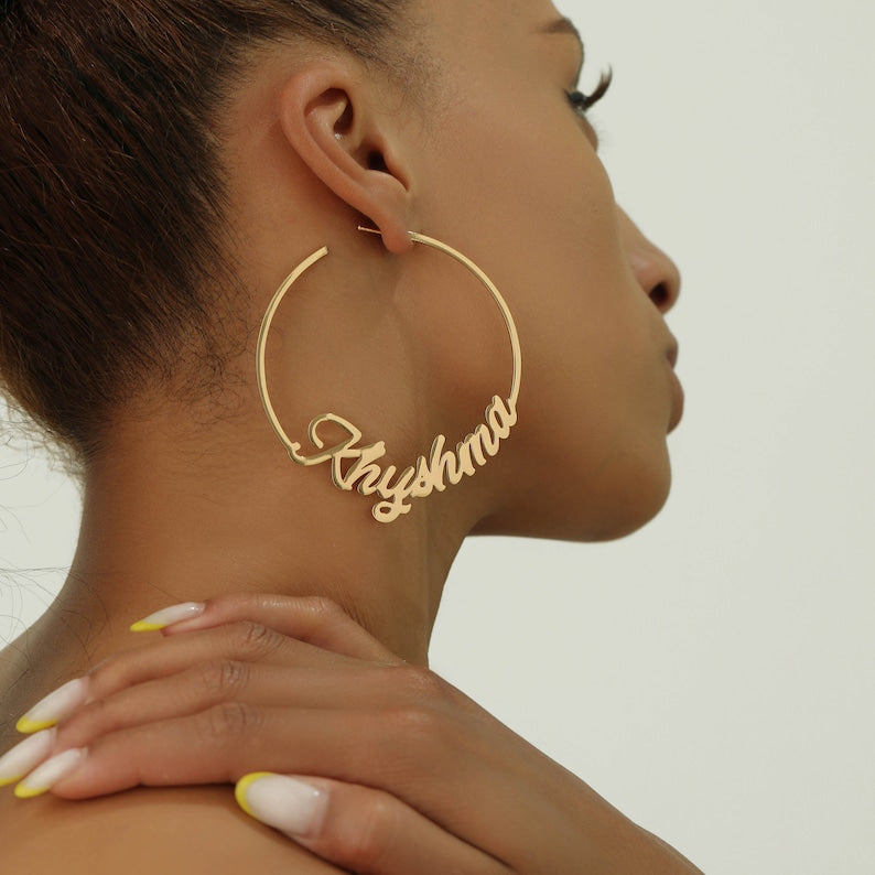 Custom Name Hoop Earrings