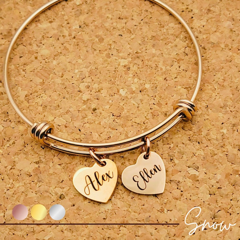 Engraved Bracelet for Mom Personalized Heart Charm Bracelet