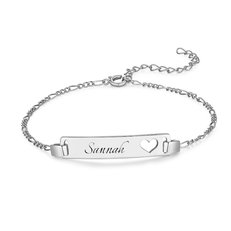 Custom Bar with Hallow Heart Name Bracelet