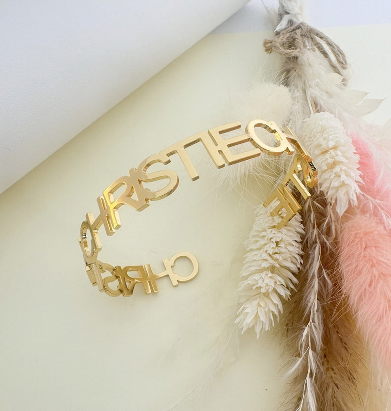 Custom Name Bracelet,Name Cuff Bangle