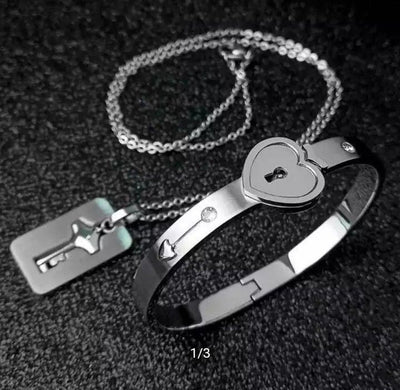 Heart Lock Key Bracelet